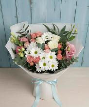 Букет цветов из:  Розы, Лизиантусы и Хризантемы в Епифань