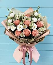 Букет цветов из:  Розы, Альстромерии и Лизиантусы в Епифань