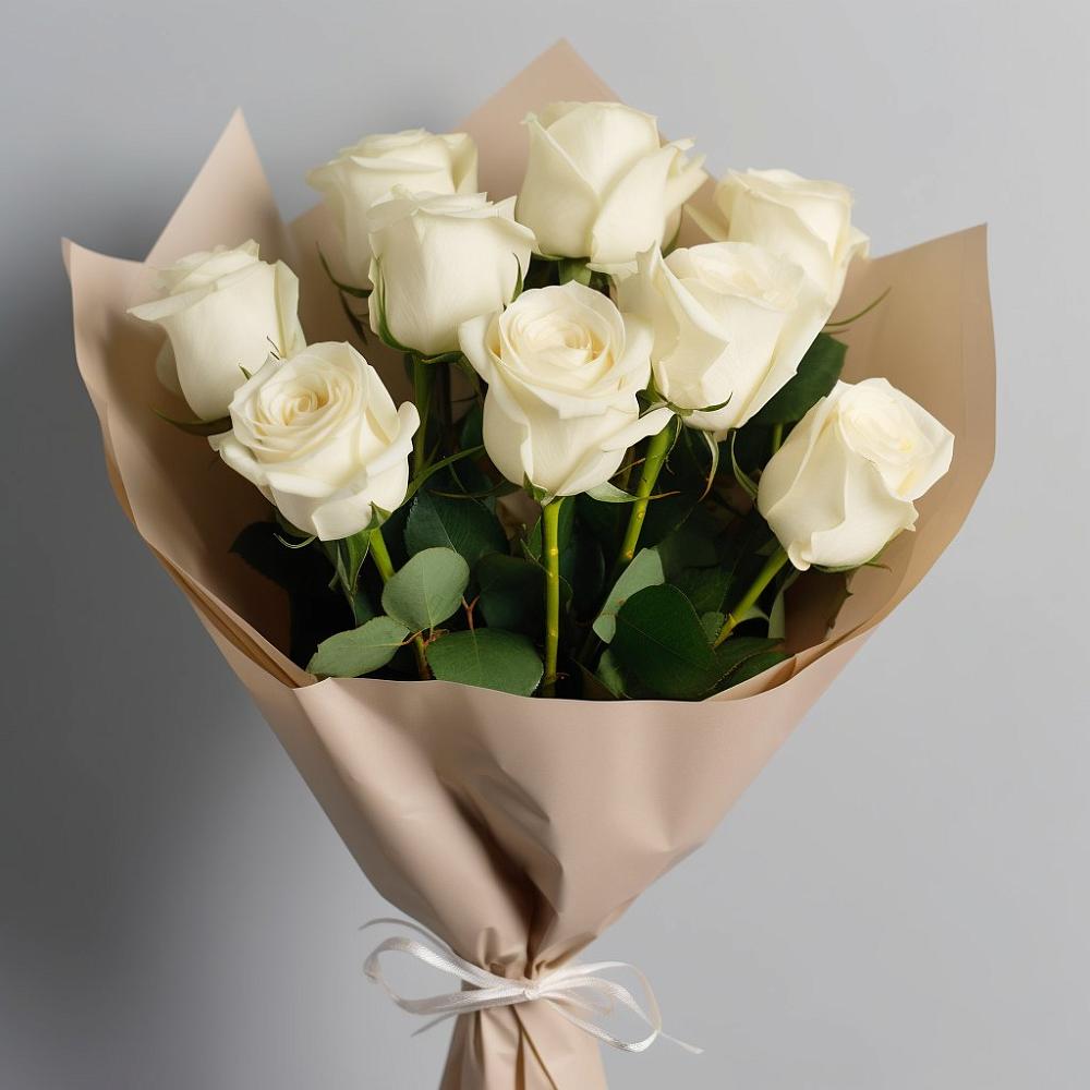 Букет 9 Белых роз Эдлесс Лав в Епифань