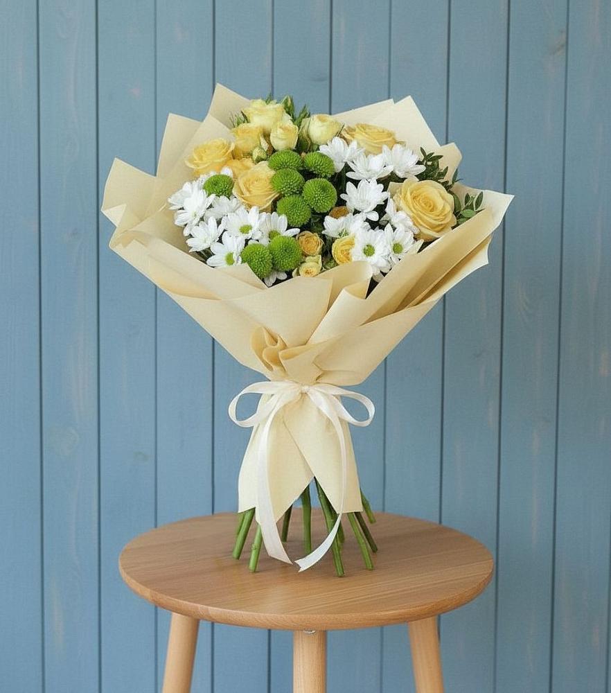 Букет цветов из: Хризантемы и Розы в Епифань