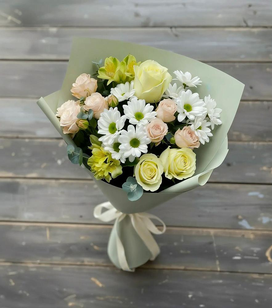 Букет цветов из: Альстромерии, Розы и Хризантемы в Епифань