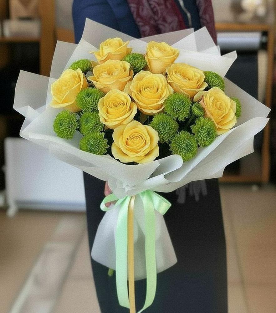 Букет цветов из: Хризантемы и Розы в Епифань