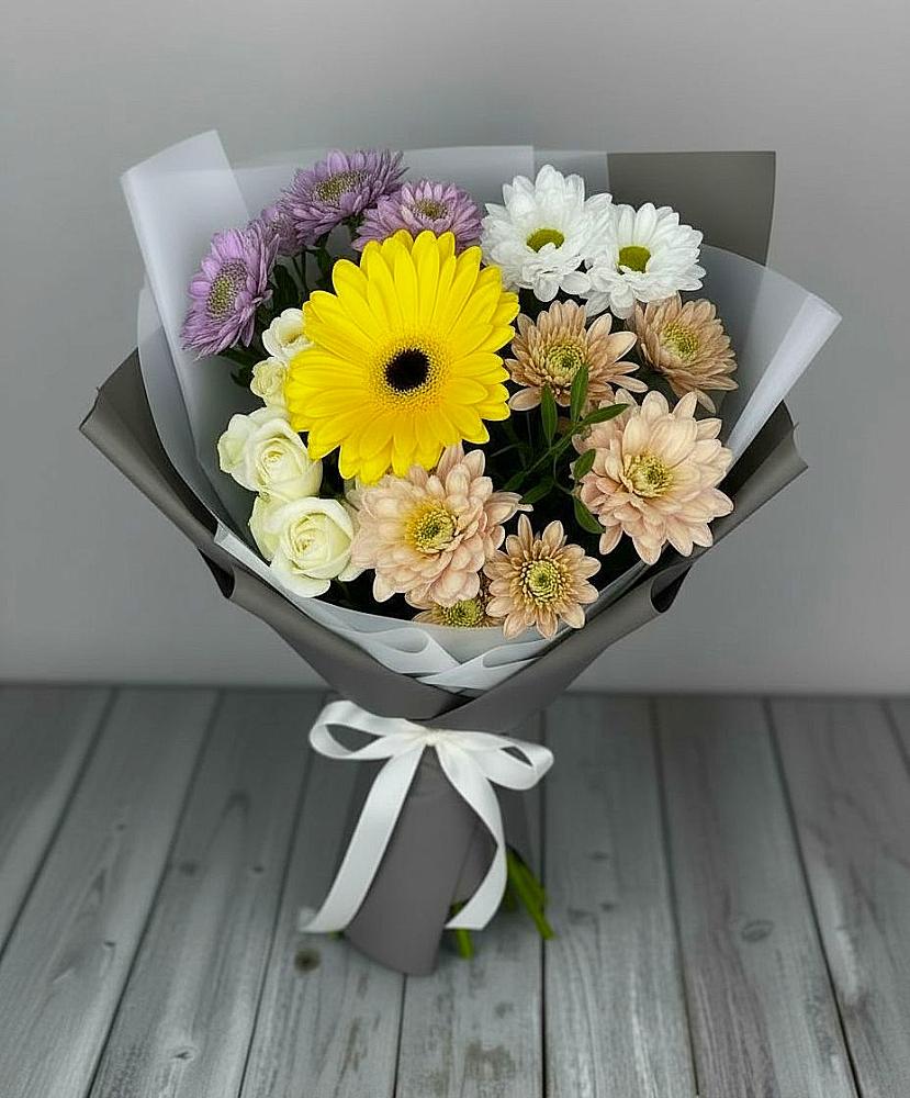 Букет цветов из: Розы, Герберы и Хризантемы в Епифань