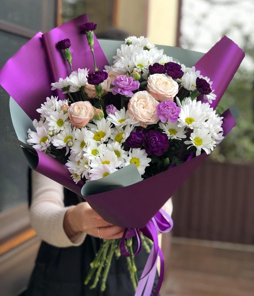 Букет цветов из: Хризантемы, Гвоздики и Розы в Епифань