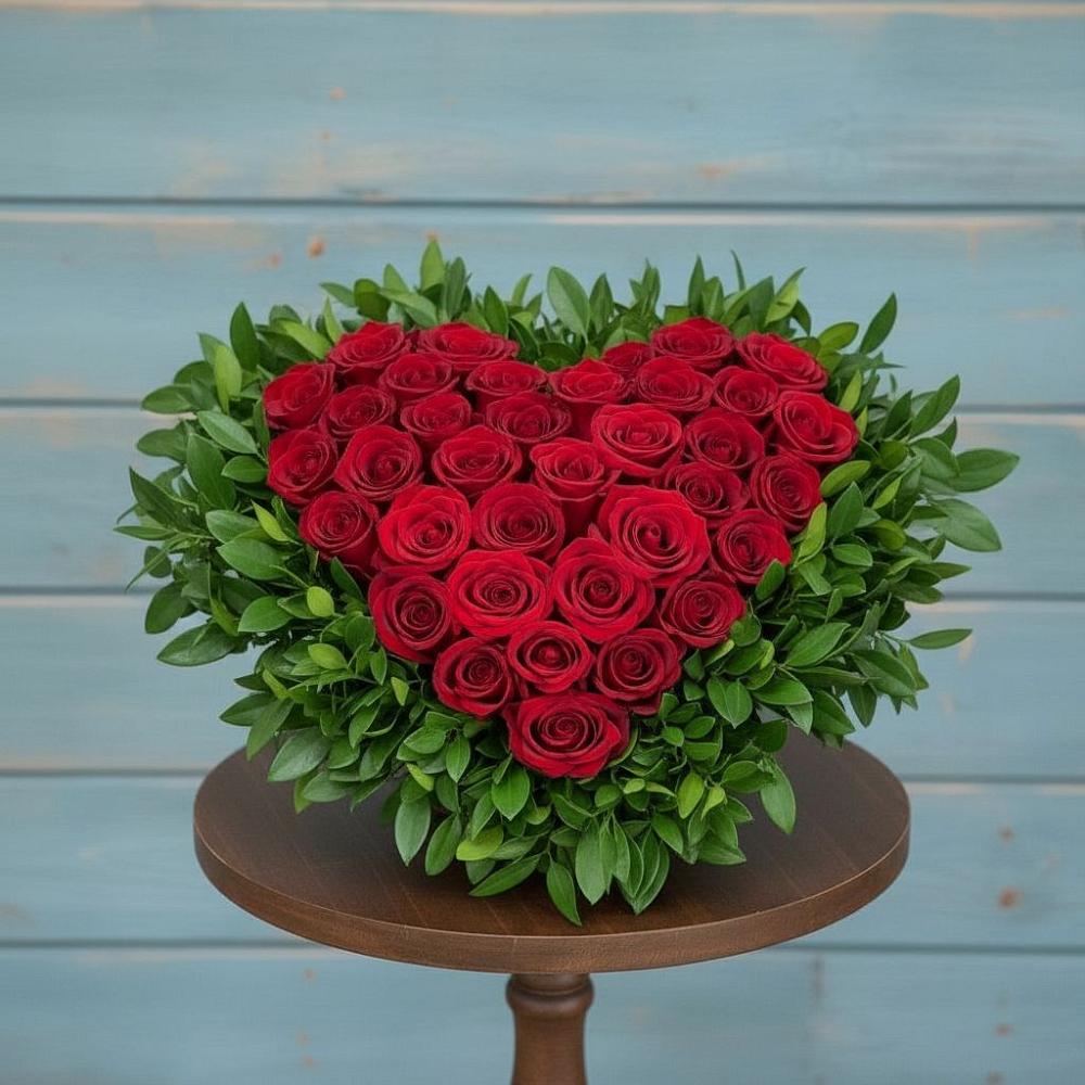 Цветочная композиция из Розы в виде сердца в Епифань