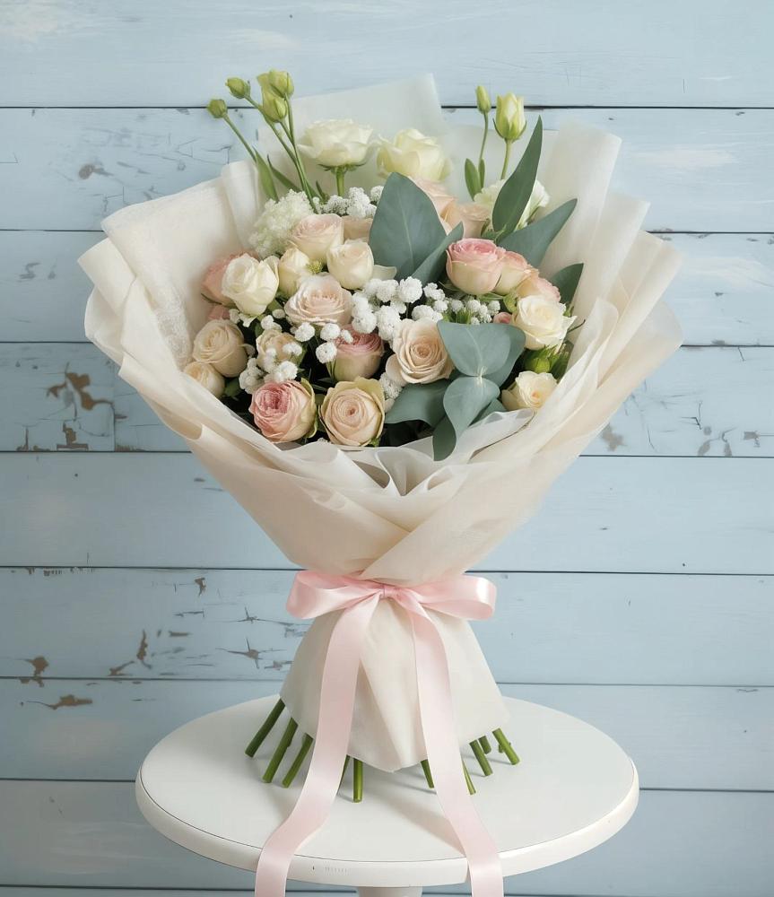 Букет цветов из: Розы и Лизиантусы в Епифань