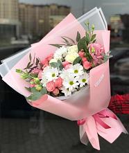 Букет цветов из:  Розы, Лизиантусы и Хризантемы в Епифань
