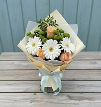 Букет цветов из:  Герберы, Розы и Хризантемы в Епифань