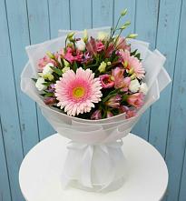 Букет цветов из:  Герберы, Альстромерии и Лизиантусы в Епифань