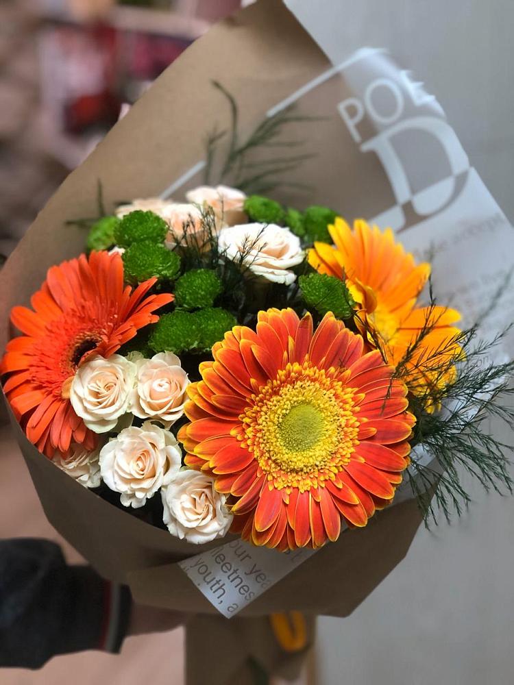 Букет цветов из: Герберы, Хризантемы и Розы в Епифань