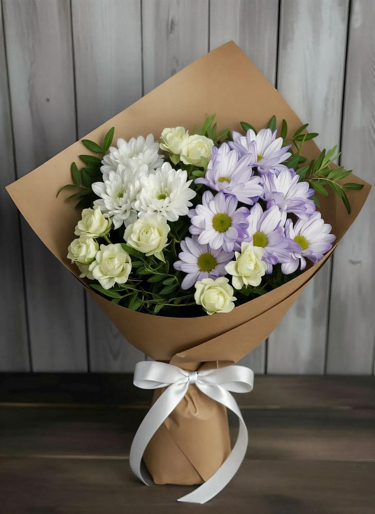 Букет цветов из: Хризантемы и Розы в Епифань